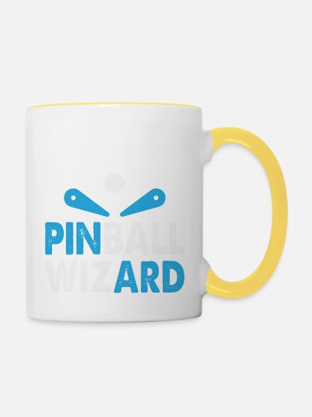 Flipperautomat weiß blau Pinball Wizard Flipper - Tasse zweifarbig - Weiß/Gelb