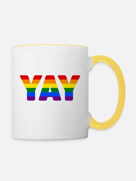 YAY LGBTQ - Tasse zweifarbig - Weiß/Gelb