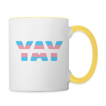 YAY Transgender - Tasse zweifarbig - Weiß/Gelb - Rechts