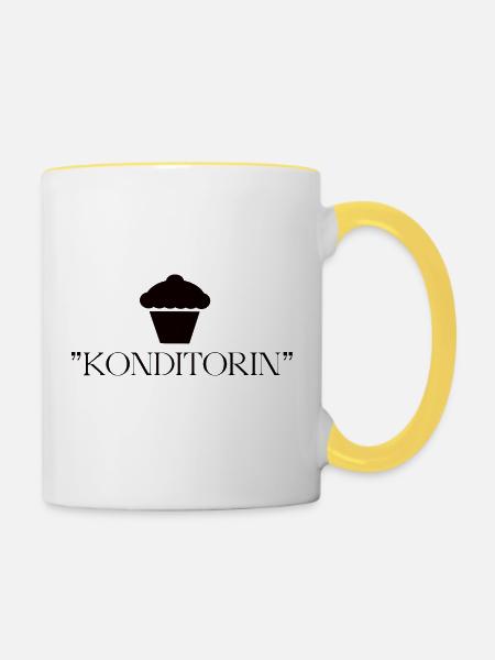 KONDITORIN - Tasse zweifarbig - Weiß/Gelb