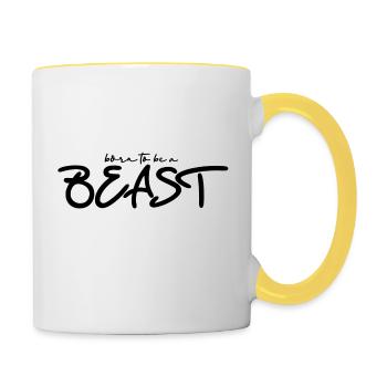 Born to be a Biest - Tasse zweifarbig - Weiß/Gelb - Rechts