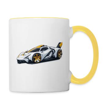 Hypercar Supercar Sportscar Auto Car Sportwagen - Tasse zweifarbig - Weiß/Gelb - Rechts