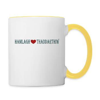 motif kabyle hamlagh thaddarthiw - Mug contrasté - blanc/jaune - Droite