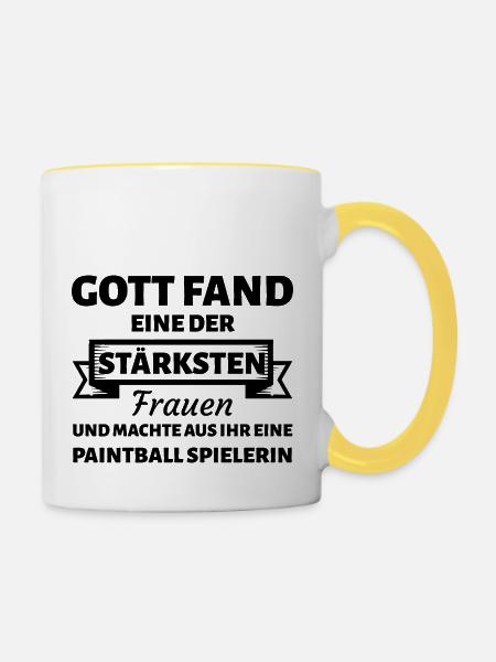 Paintball Airsoft - Tasse zweifarbig - Weiß/Gelb