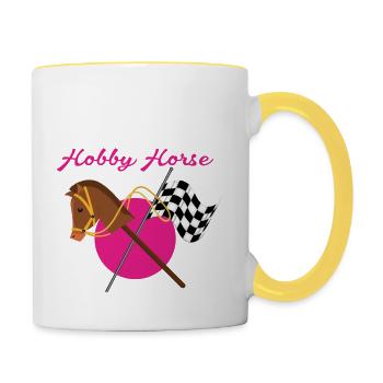 Hobby Horse hobby horse and chequered flag - Contrasting Mug - white/yellow - Right