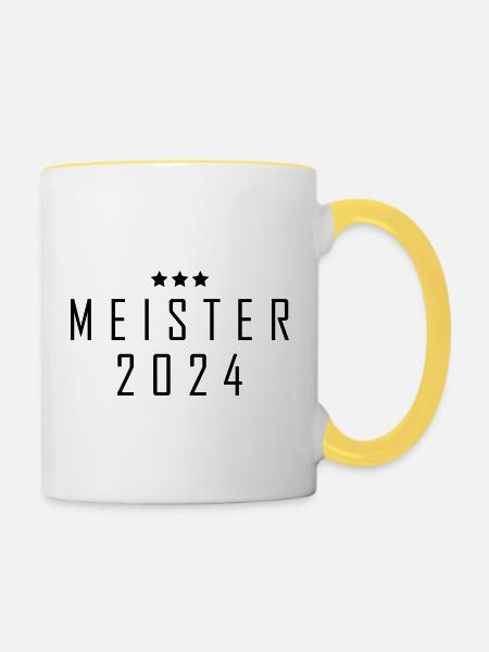 Meister 2024 Aufstiegstrikot - Tasse zweifarbig - Weiß/Gelb