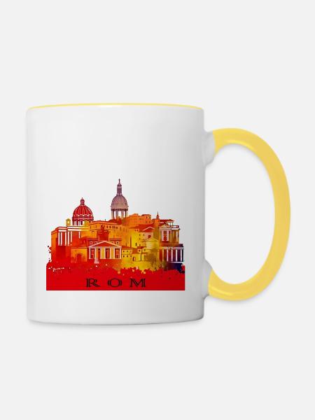 Rom, die Ewige Stadt - Tasse zweifarbig - Weiß/Gelb