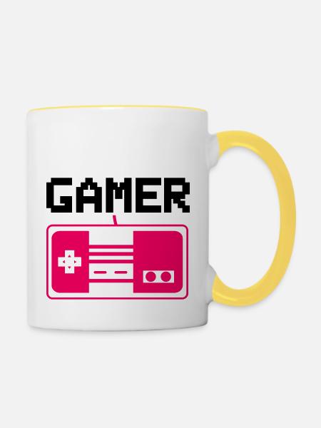 gamer - Tasse zweifarbig - Weiß/Gelb