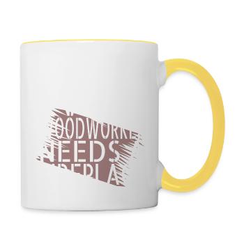 Une idée de prière de charpentiers meilleure idée de cadeau - Mug contrasté - blanc/jaune - Droite