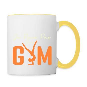 Ich kann kein Fitnessstudio haben | Gymnastik-Geschenk | Fitnessstudio - Tasse zweifarbig - Weiß/Gelb - Rechts