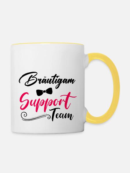 bräutigam support team - Tasse zweifarbig - Weiß/Gelb