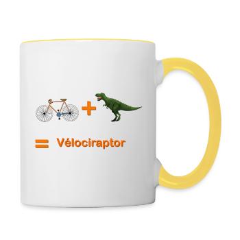 Velociraptor - Tasse zweifarbig - Weiß/Gelb - Rechts
