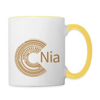 Für Nia - Tasse zweifarbig - Weiß/Gelb - Rechts
