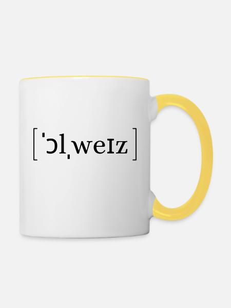 'always' Lautschrift - Tasse zweifarbig - Weiß/Gelb