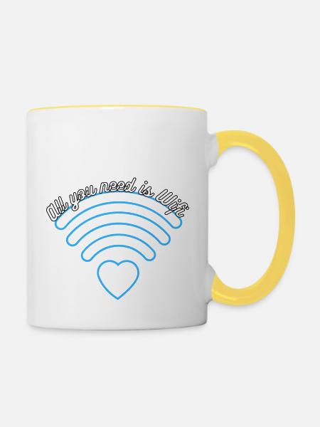 Wifi - Tasse zweifarbig - Weiß/Gelb