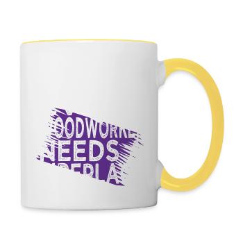 Carpentry Carpenter Quotes Tshirts Job - Contrasting Mug - white/yellow - Right