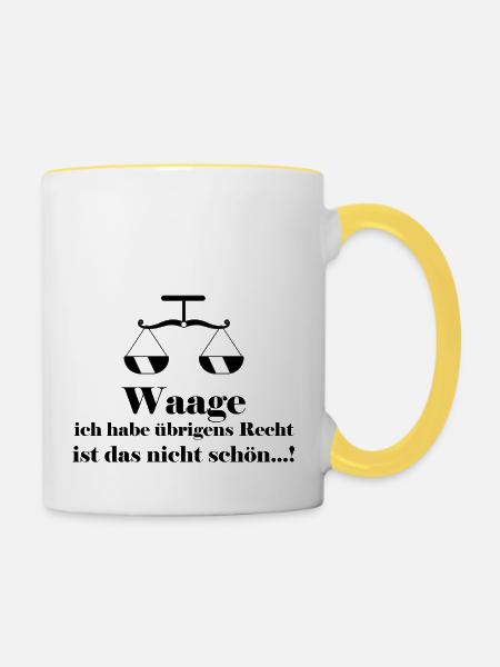 Waage Sternzeichen - Tasse zweifarbig - Weiß/Gelb