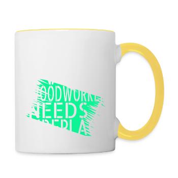 Carpenter Jokes Tshirts Present Idea - Contrasting Mug - white/yellow - Right