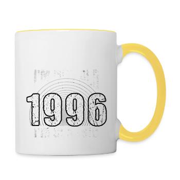 Vintage 1996 rétro 28 ans - je ne suis pas vieux, - Mug contrasté - blanc/jaune - Droite
