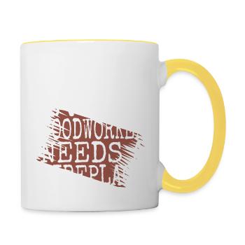 cabinetmaker john carpenter tshirts - Tasse zweifarbig - Weiß/Gelb - Rechts