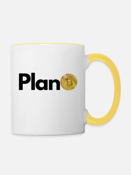Krypto Plan BITCOIN 2 BTC - Tasse zweifarbig - Weiß/Gelb