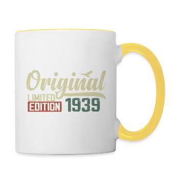 Né en 1939 Vintage Anniversaire Rétro 1939 Cadeau - Mug contrasté - blanc/jaune - Droite