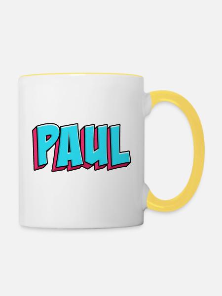 Namen Motiv: Paul - Tasse zweifarbig - Weiß/Gelb