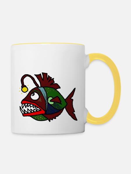 Anglerfisch - Tasse zweifarbig - Weiß/Gelb