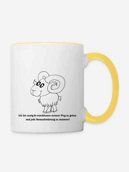Sternzeichen Widder - Tasse zweifarbig - Weiß/Gelb