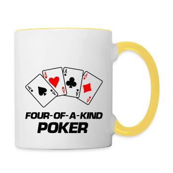 poker four of a kind - Contrasting Mug - white/yellow - Right