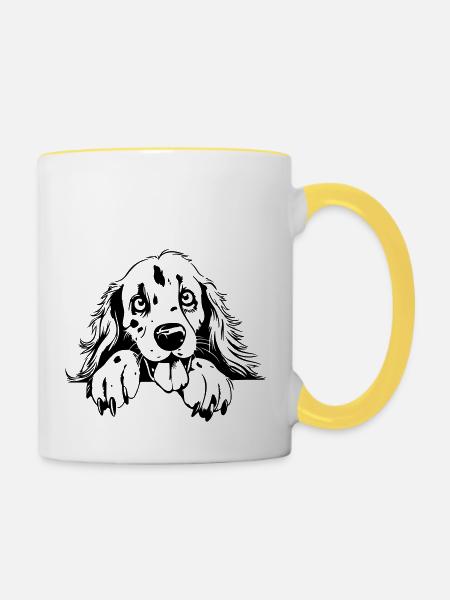 Niedlicher Setter - Tasse zweifarbig - Weiß/Gelb