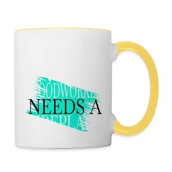 americas cool logging lumberjackwoodworking - Tasse zweifarbig - Weiß/Gelb - Rechts