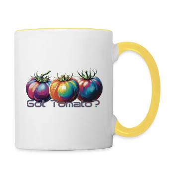 Tomate bekommen - Tasse zweifarbig - Weiß/Gelb - Rechts