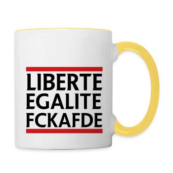 AFD Anti Politik - Tasse zweifarbig - Weiß/Gelb - Rechts