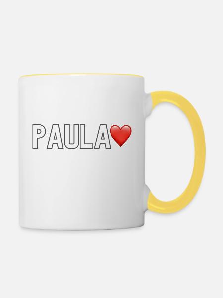 Paula Lover Name - Tasse zweifarbig - Weiß/Gelb