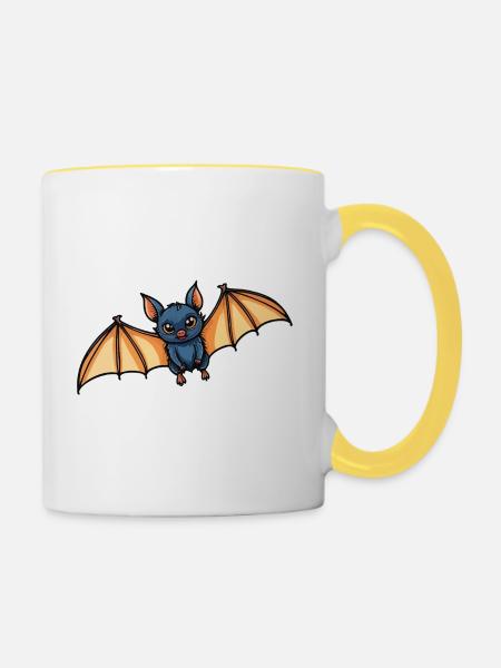 Fledermaus Neo Traditional - Tasse zweifarbig - Weiß/Gelb