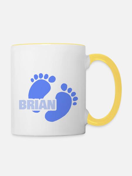 Brian als Geburt - Tasse zweifarbig - Weiß/Gelb