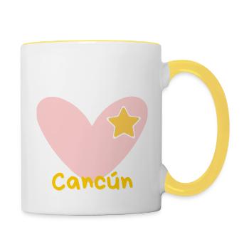 Cancun - Mexique - Yucatan - Semaine de relâche - Cancún - Mug contrasté - blanc/jaune - Droite