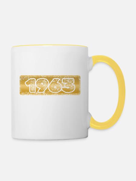 Jahr 1963 - Tasse zweifarbig - Weiß/Gelb