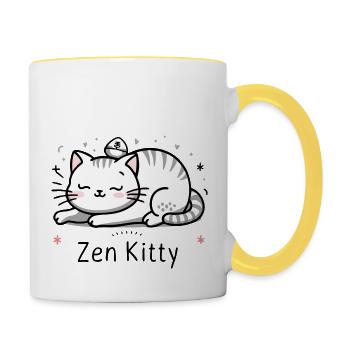 Zen kitty - Contrasting Mug - white/yellow - Right