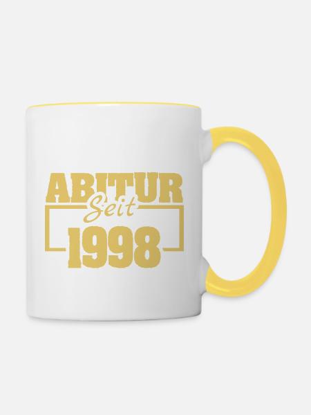 Abiturient 1998 - Tasse zweifarbig - Weiß/Gelb