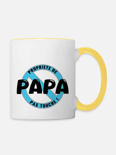 Papas Eigentum, Schwarz - Tasse zweifarbig - Weiß/Gelb