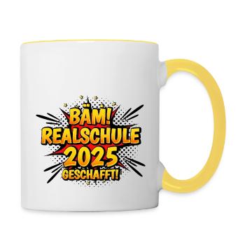 Realschule Geschafft 2025 - Tasse zweifarbig - Weiß/Gelb - Rechts