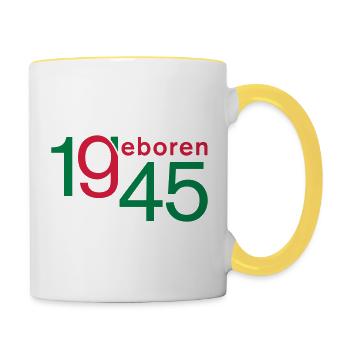 Guter Jahrgang 1945 geboren - Tasse zweifarbig - Weiß/Gelb - Rechts