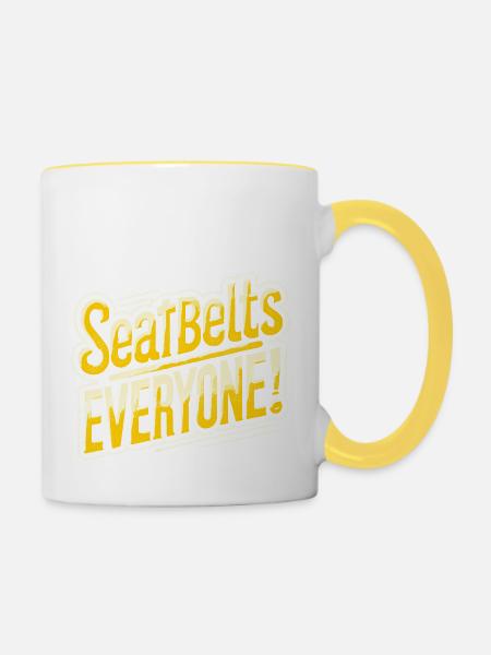 Sicherheitsgurte für alle - Tasse zweifarbig - Weiß/Gelb