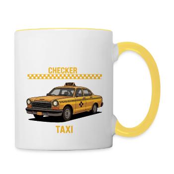 Checker Taxi in Yellow Cab - Contrasting Mug - white/yellow - Right