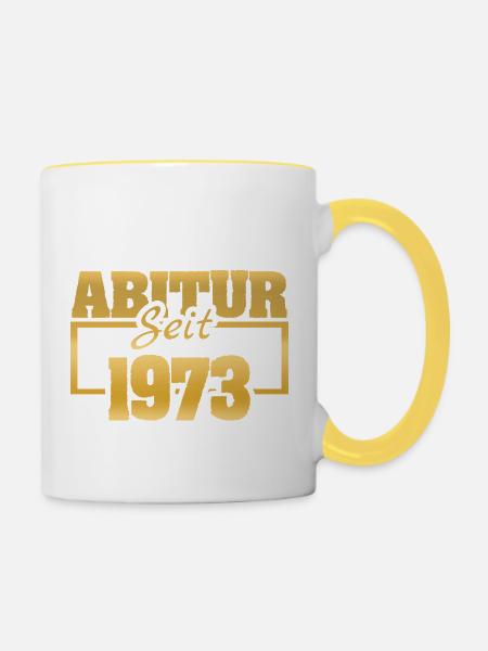 Ferien 1973 - Tasse zweifarbig - Weiß/Gelb