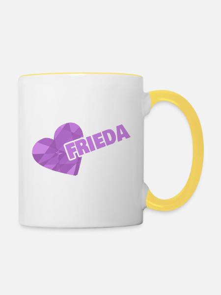 Frieda als Krone - Tasse zweifarbig - Weiß/Gelb