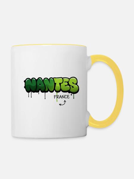 Nantes Graffiti Kunst Design - Tasse zweifarbig - Weiß/Gelb