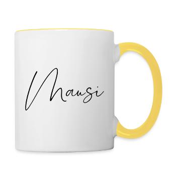 mausi / handschrift design - Tasse zweifarbig - Weiß/Gelb - Rechts